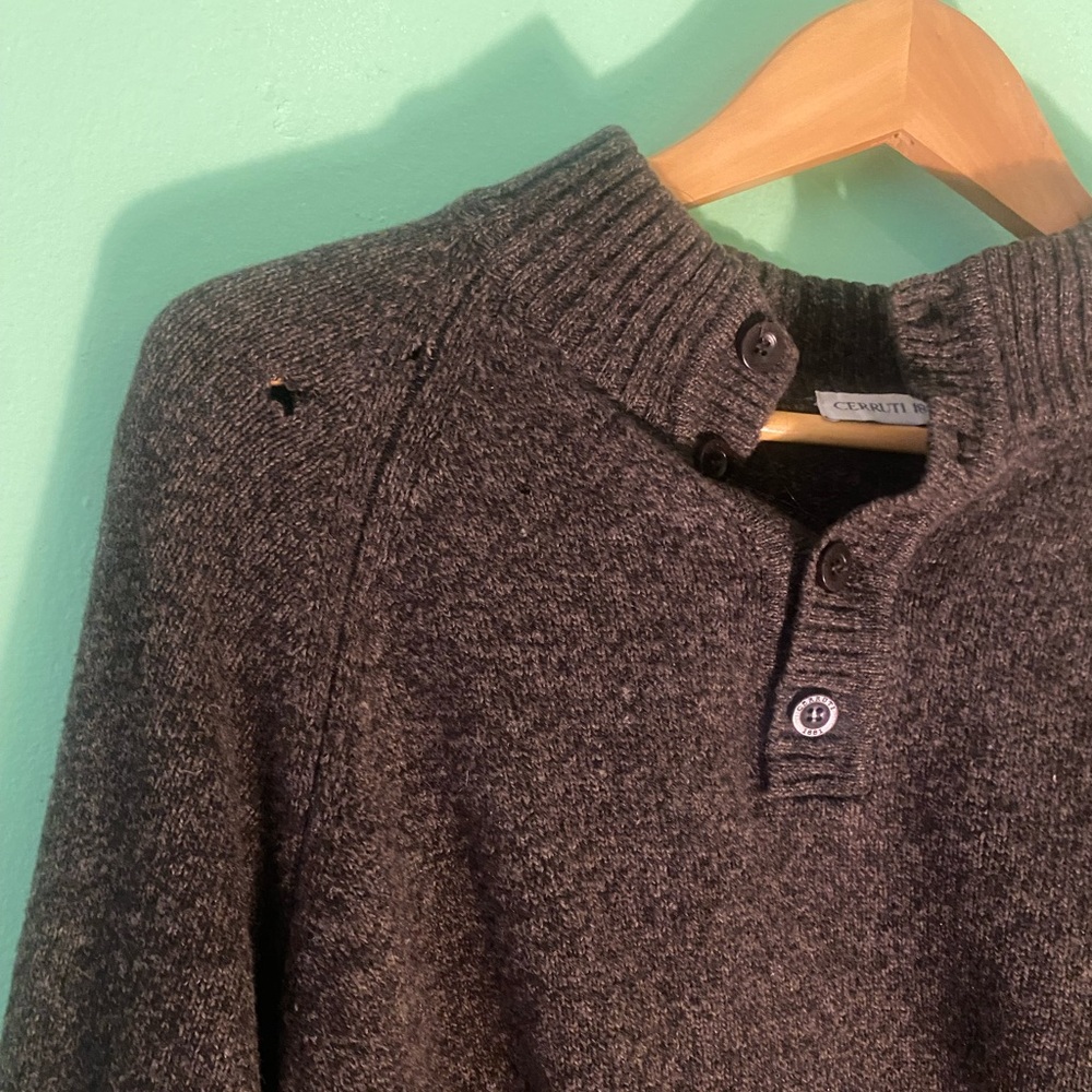 CERRUTI 1881 100% MERINO WOOL VNTG Men’s UNISEX Sweater BROWN FLAW ACADEMIA DIY